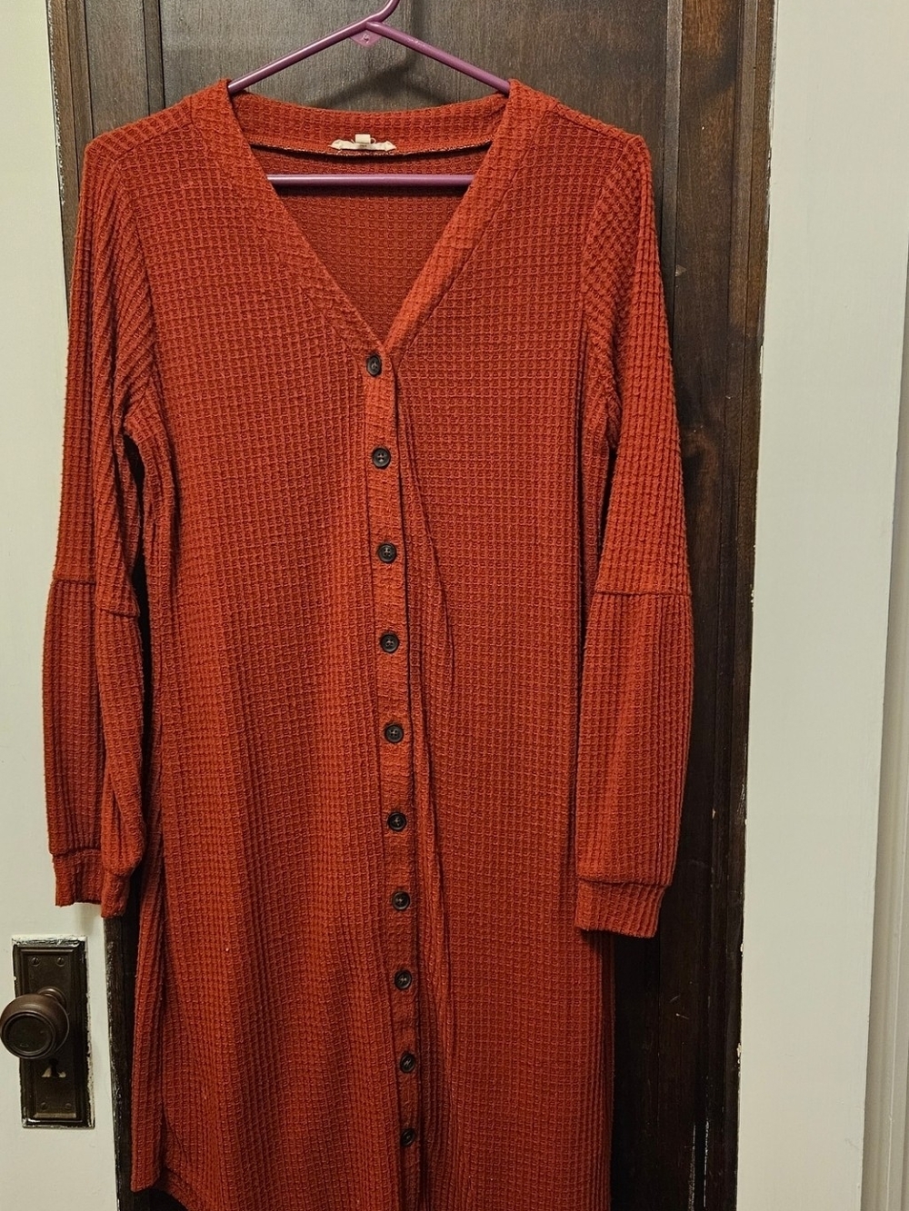 Maurices Solid Waffle Button-Front Mini Dress